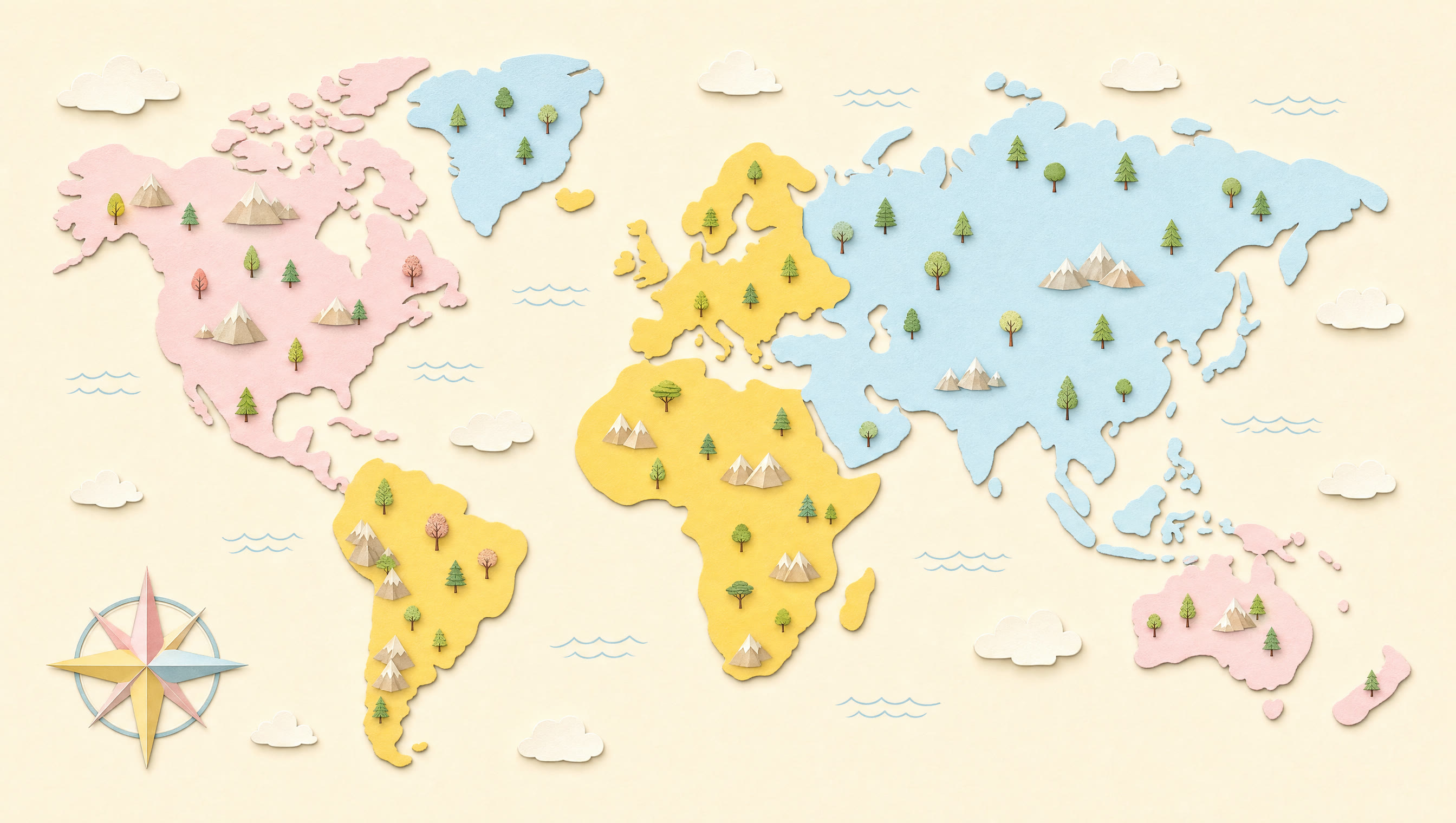 Storybook world map of Alanna and Remy’s adventures